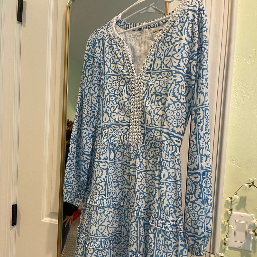 Size S Roller Rabbit Blue and White Dress